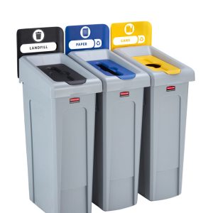 Rubbermaid Slim Jim® σταθμός ανακύκλωσης 3σε1 γκρι 3x87L